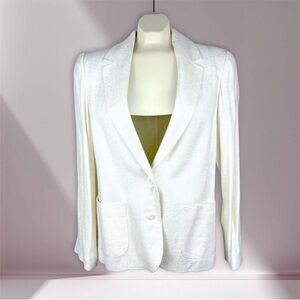 Vintage Colwyn Chase Single Breasted Blazer Jacket Ivory Rayon 7/8 Lightweight